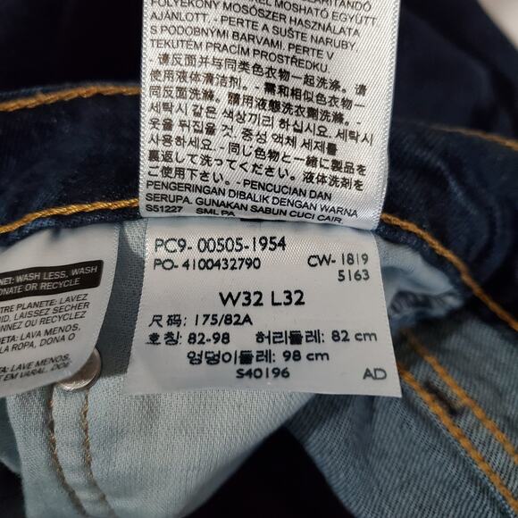 Levis 505 Regular Fit Straight Dark Wash Jeans Mens Sz 32x32 Classic Blue Denim - Picture 9 of 10